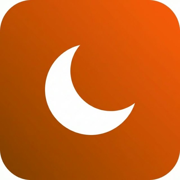 Amaphupho app icon, a white crescent moon on orange